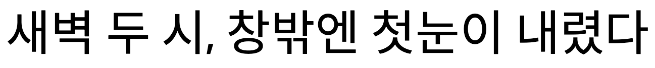 스포카 한 산스 네오 Regular: 새벽 두 시, 창밖엔 첫눈이 내렸다